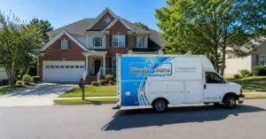 Davis & Sons Plumbing truck at a Mableton home.